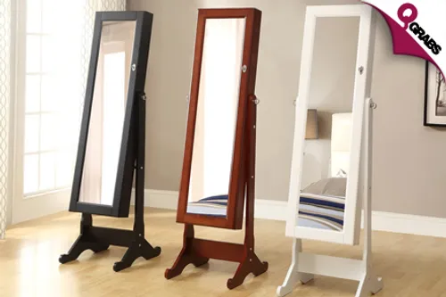 For QR395 Get Pretty Organization with a Stand-up Jewelry Cabinet with Full Length Mirror - Hurry Special EID Offer! (QR849 Value)